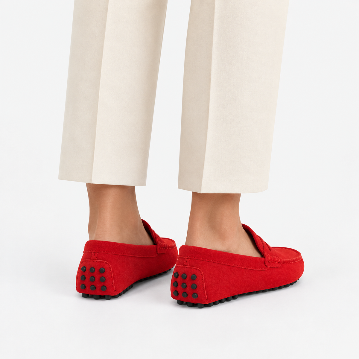 Mocassin Rouge Cuir Véritable