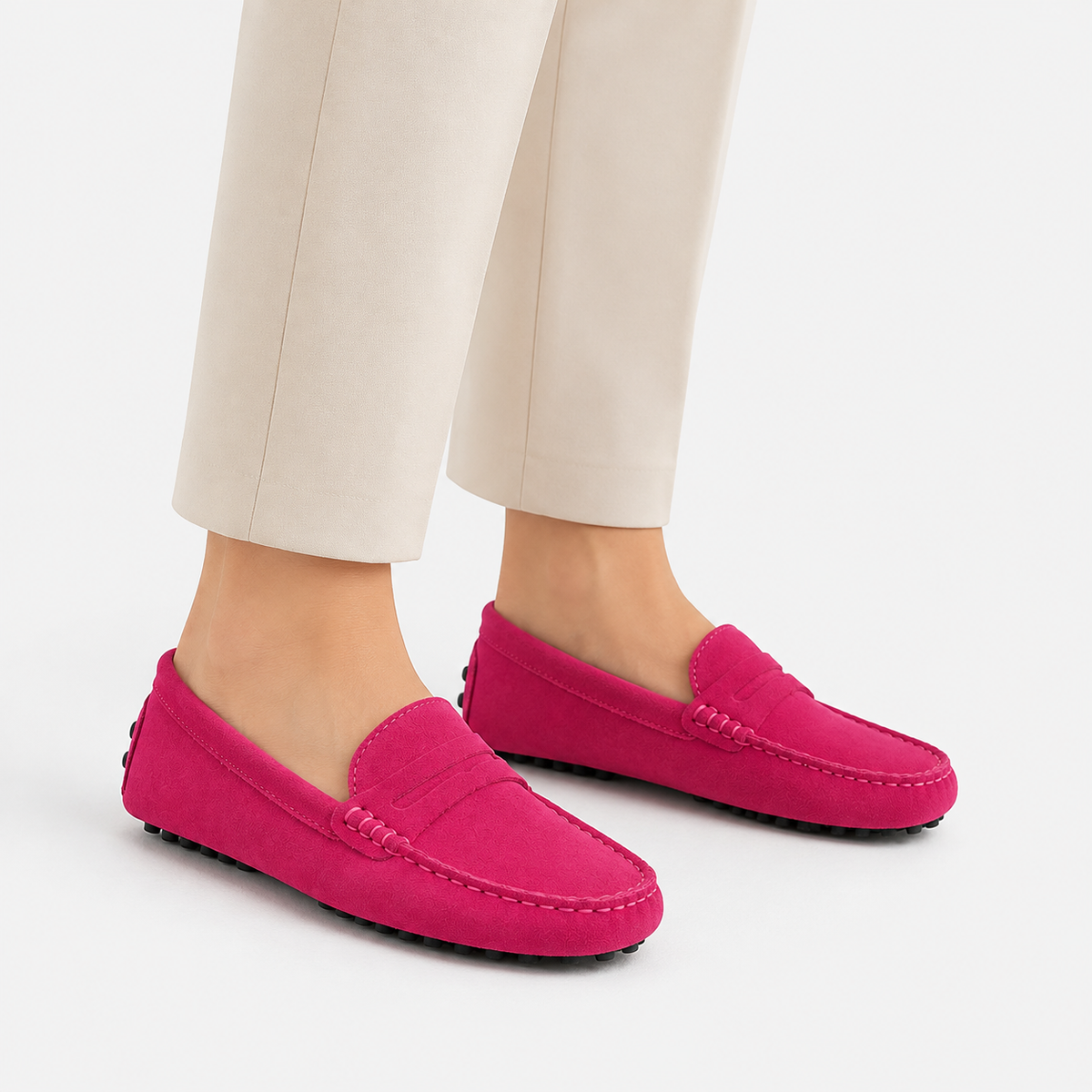 Mocassin Caoutchouc Cuir De Vache