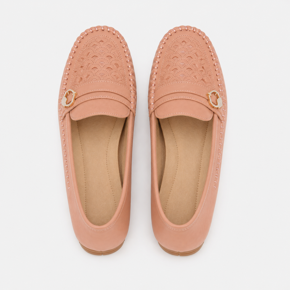 Mocassins En Cuir Artificiel À Enfiler Avec Broderie