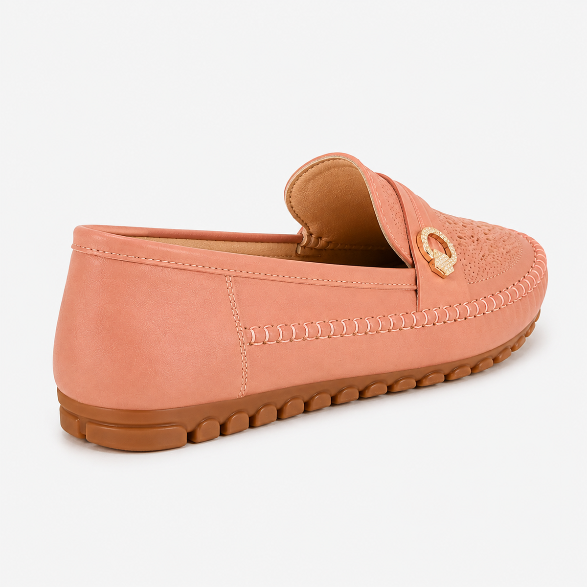 Mocassins En Cuir Artificiel À Enfiler Avec Broderie