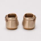 Chaussures premiers pas bébé fille dorées à bride en T