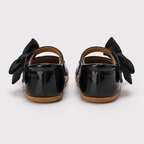 Chaussures premiers pas bébé fille noires en cuir PU à nœud