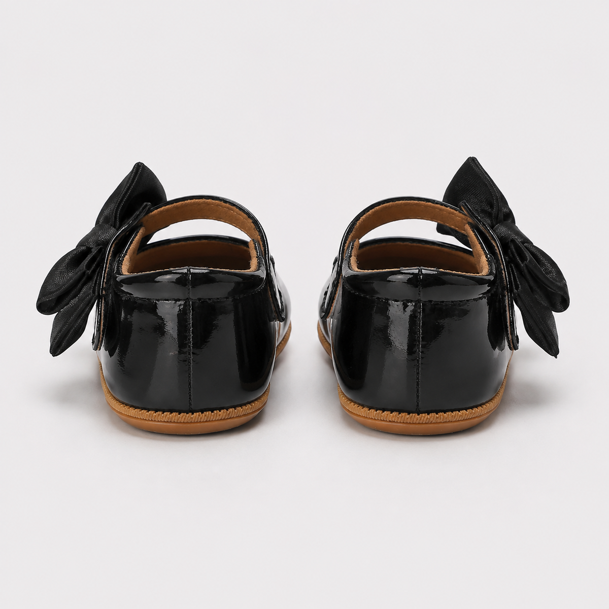 Chaussures premiers pas bébé fille noires en cuir PU à nœud
