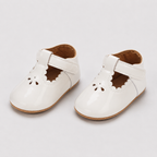 Chaussures premiers pas bébé fille en cuir PU blanc cassé à nœud
