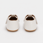 Chaussures premiers pas bébé fille en cuir PU blanc cassé à nœud