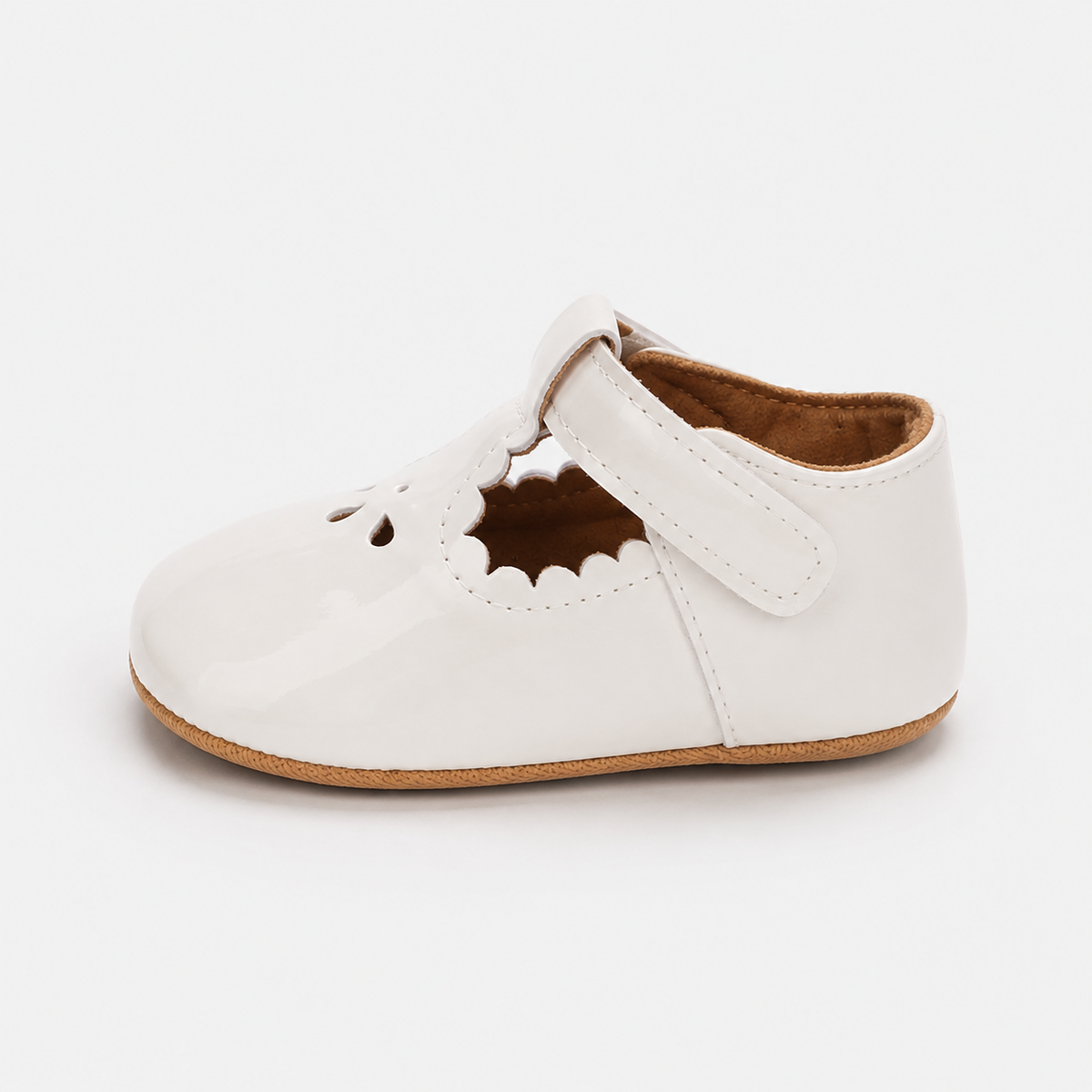 Chaussures premiers pas bébé fille en cuir PU blanc cassé à nœud