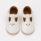 Chaussures premiers pas bébé fille en cuir PU blanc cassé à nœud