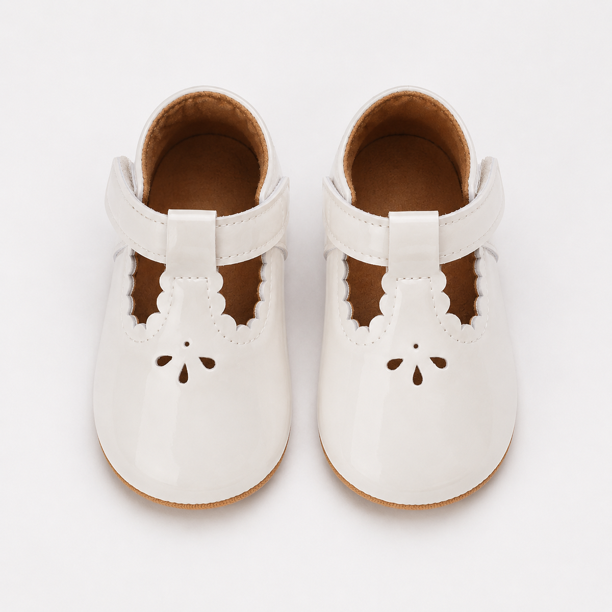 Chaussures premiers pas bébé fille en cuir PU blanc cassé à nœud