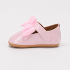 Chaussures premiers pas bébé fille roses à nœud en cuir PU
