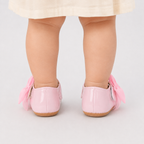 Chaussures premiers pas bébé fille roses à nœud en cuir PU