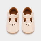 Chaussures premiers pas bébé fille crème en cuir PU à scratch
