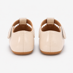 Chaussures premiers pas bébé fille crème en cuir PU à scratch