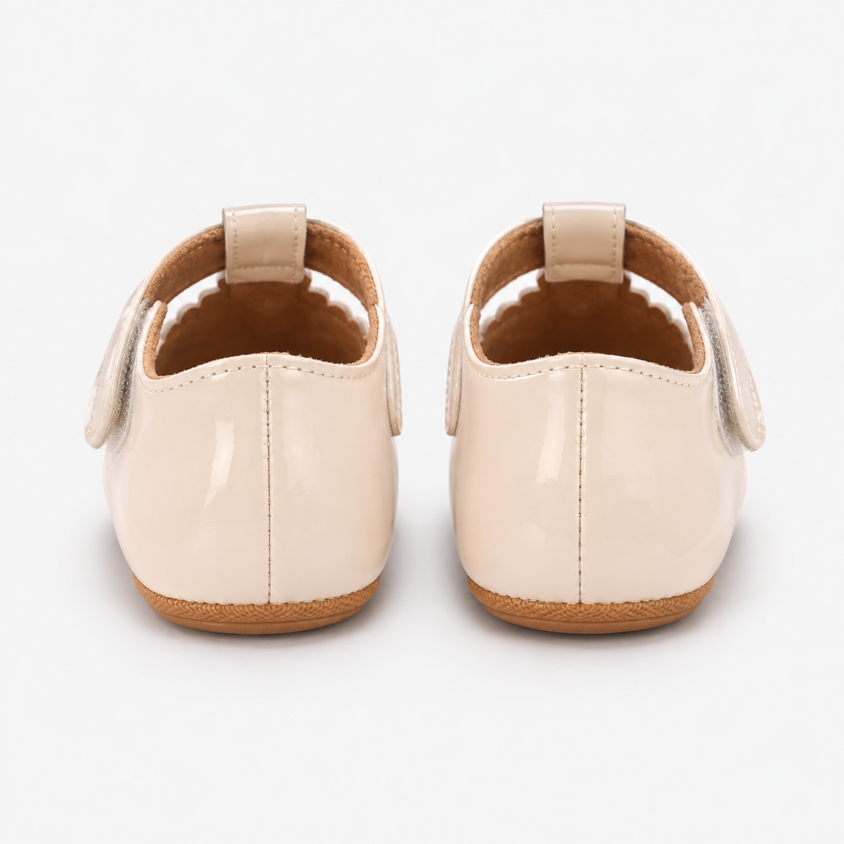 Chaussures premiers pas bébé fille crème en cuir PU à scratch
