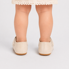 Chaussures premiers pas bébé fille crème en cuir PU à scratch