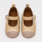 Chaussures premiers pas bébé fille en PU beige doré à bride à boucle