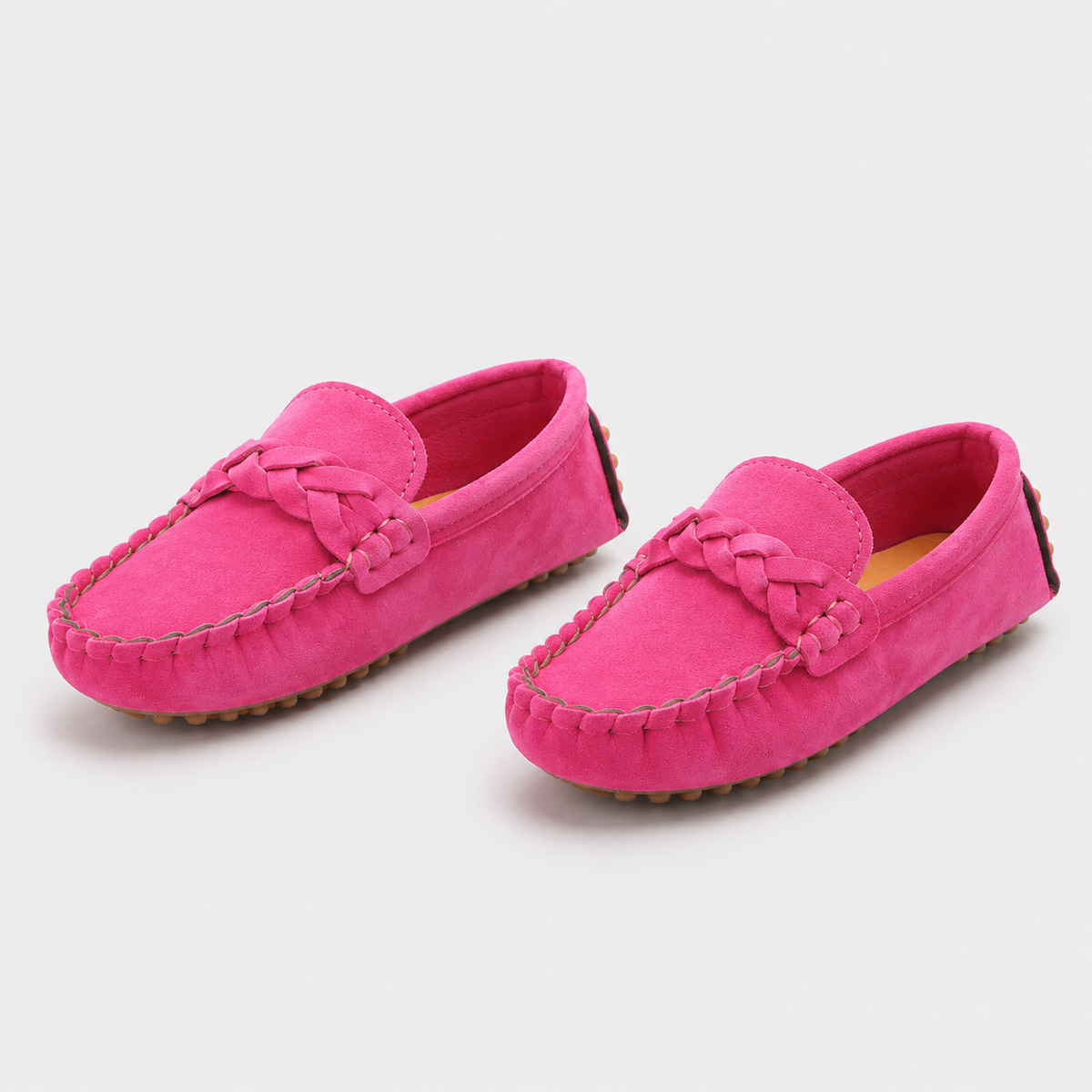 Mocassin Cuir Synthétique PU Sans Lacets Rose Fuchsia