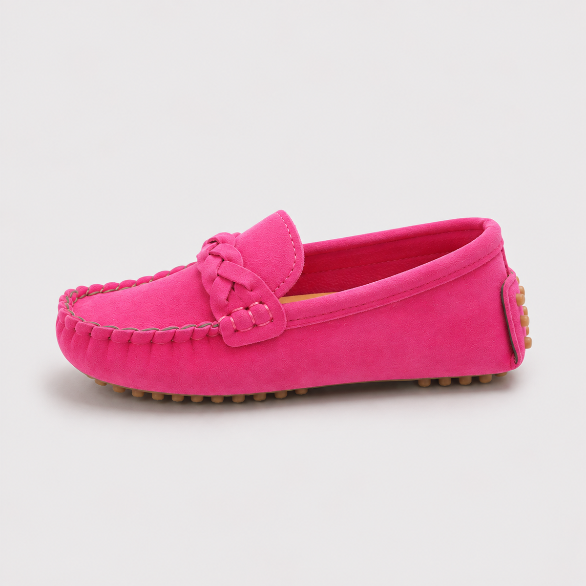 Mocassin Cuir Synthétique PU Sans Lacets Rose Fuchsia