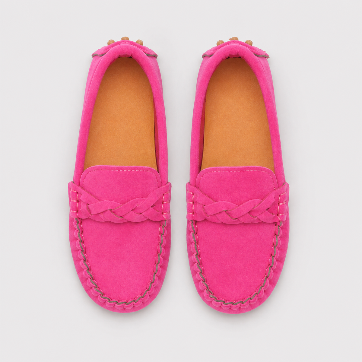 Mocassin Cuir Synthétique PU Sans Lacets Rose Fuchsia