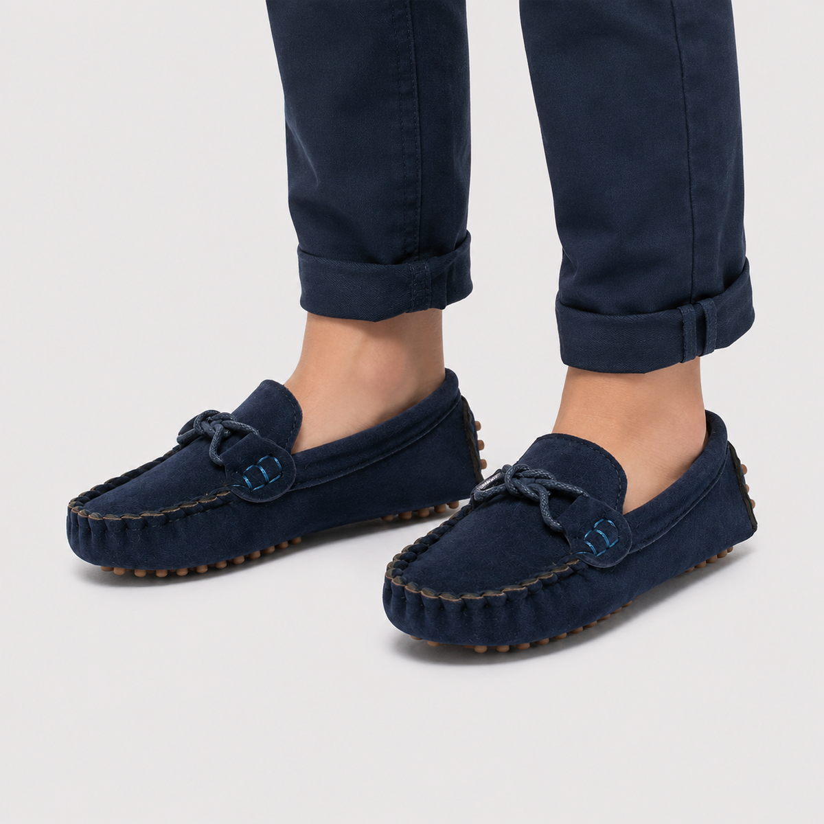 Mocassin Cuir PU Bleu Marine À Enfiler