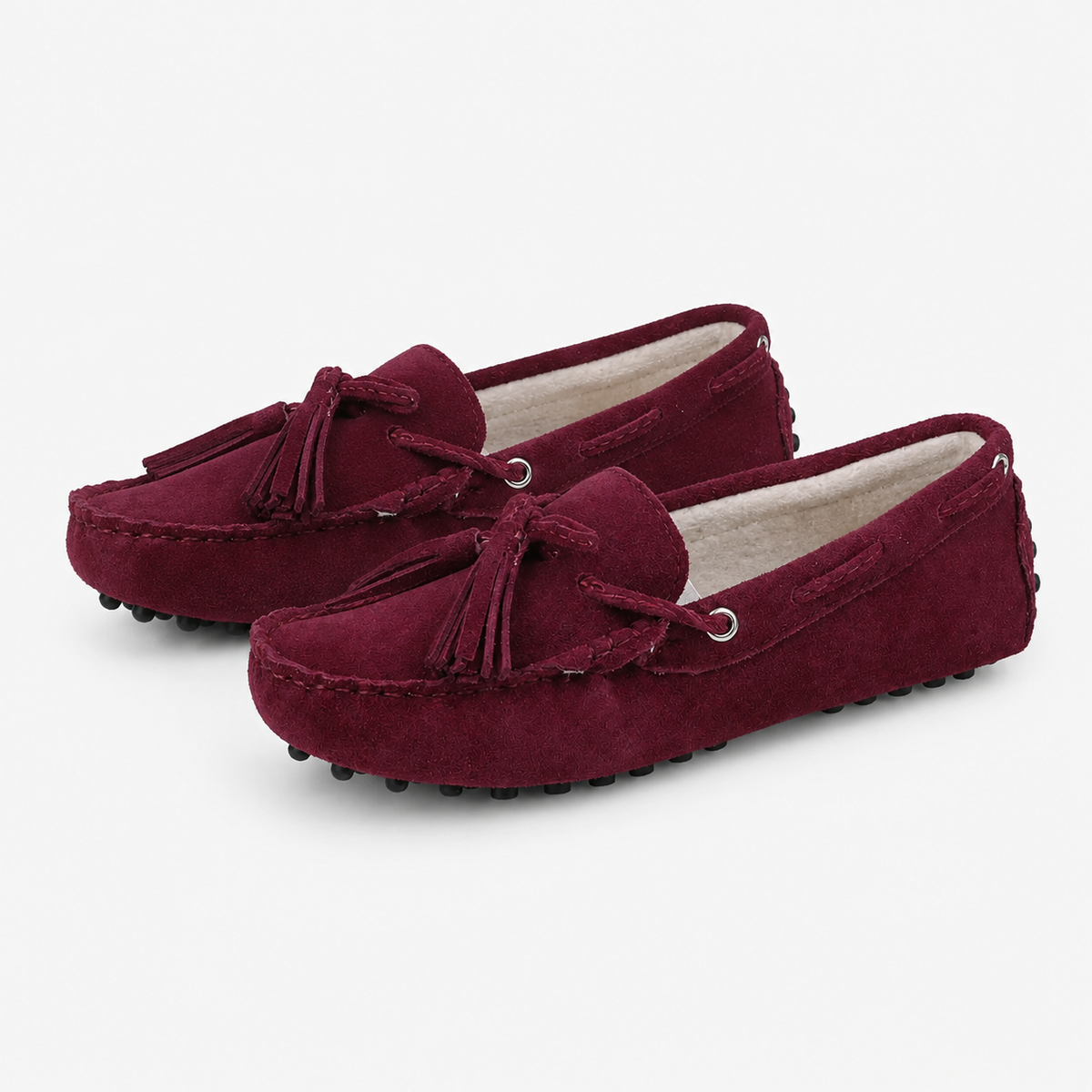 Mocassin Cuir De Porc Bordeaux De Vache