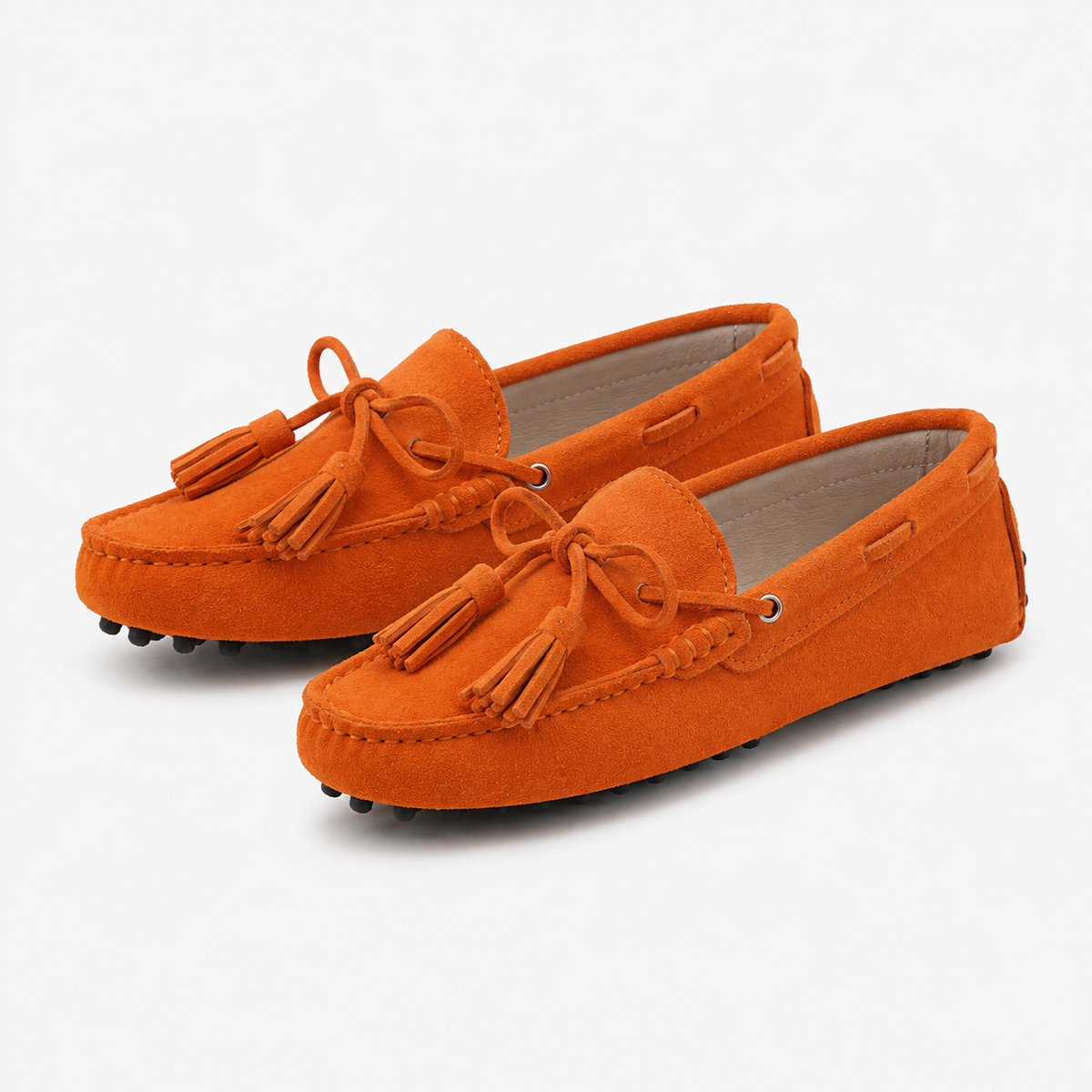 Mocassin Cuir De Vache Orange