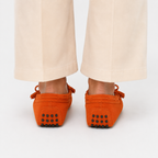 Mocassin Cuir De Vache Orange