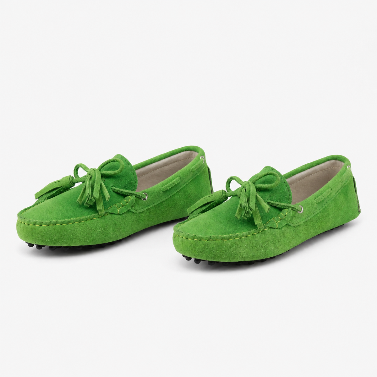 Mocassin Vert En Cuir De Vache