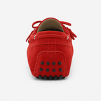 Mocassin Cuir Véritable Rouge