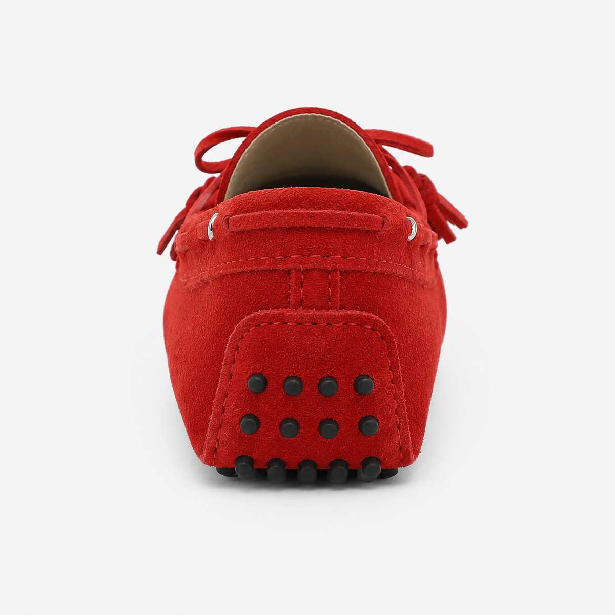 Mocassin Cuir Véritable Rouge