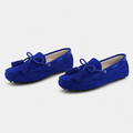 Mocassin Cuir Véritable Bleu