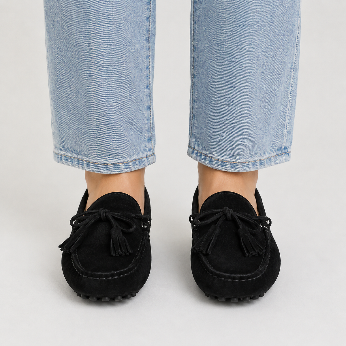 Mocassin Semelle Extérieure En Caoutchouc Cuir Véritable
