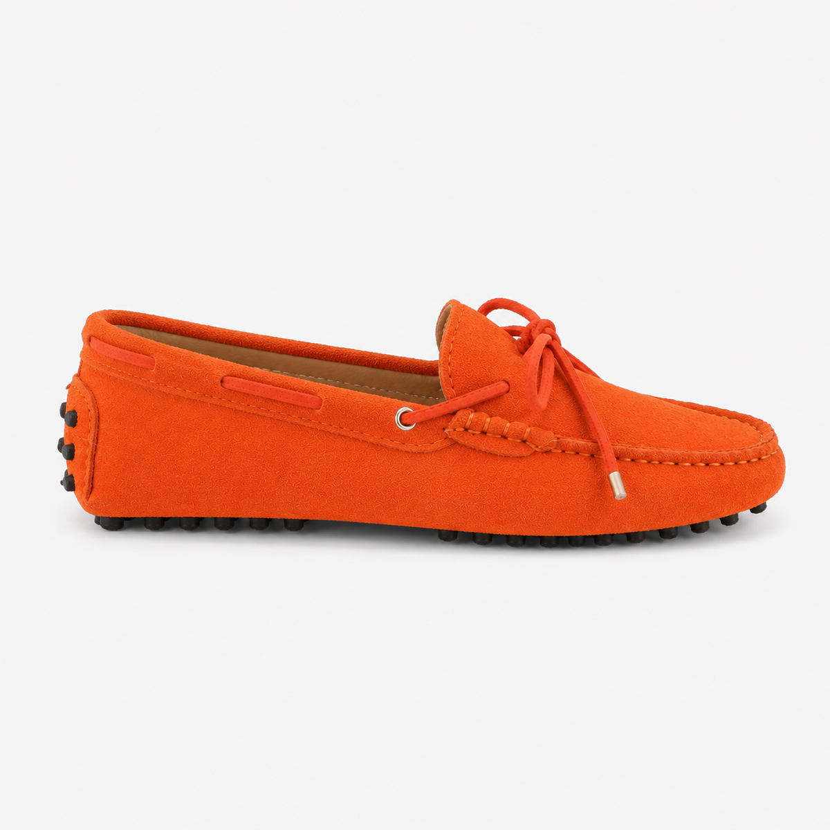 Mocassin Orange Cuir Véritable