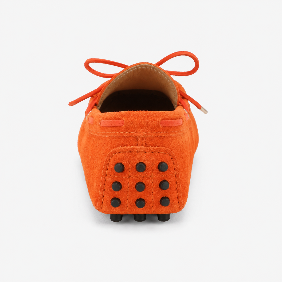 Mocassin Orange Cuir Véritable