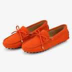 Mocassin Orange Cuir Véritable