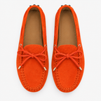 Mocassin Orange Cuir Véritable