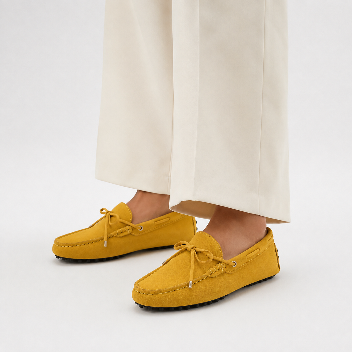 Mocassin Femme Élégant Cuir De Vache À Enfiler