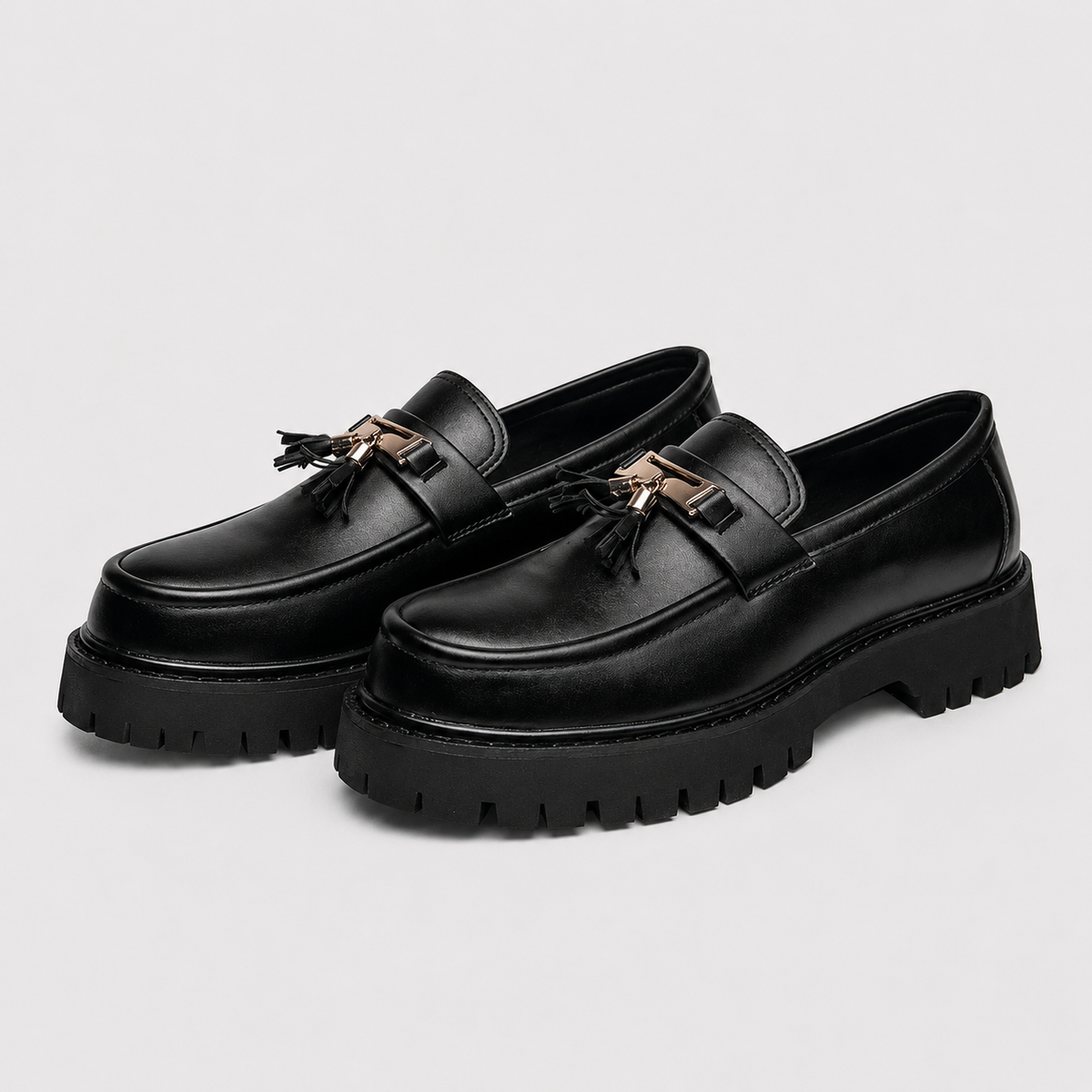 Mocassin Noir À Plateforme