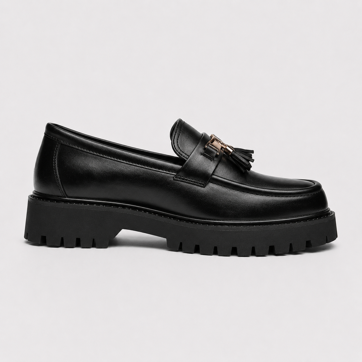 Mocassin Noir À Plateforme