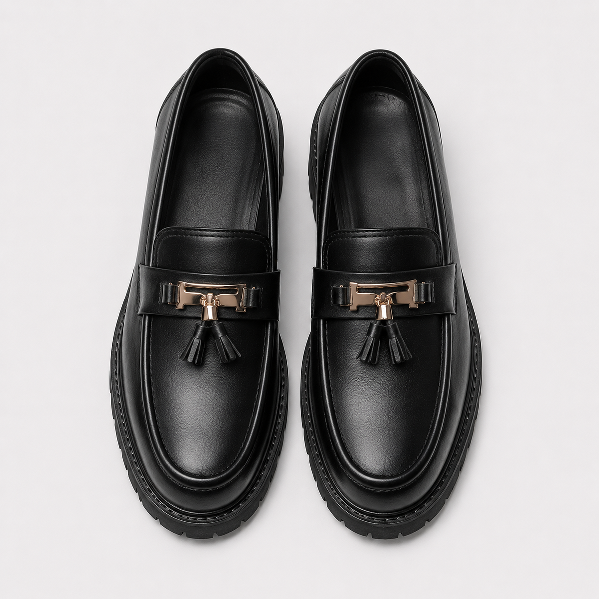 Mocassin Noir À Plateforme