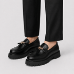 Mocassin Noir À Plateforme