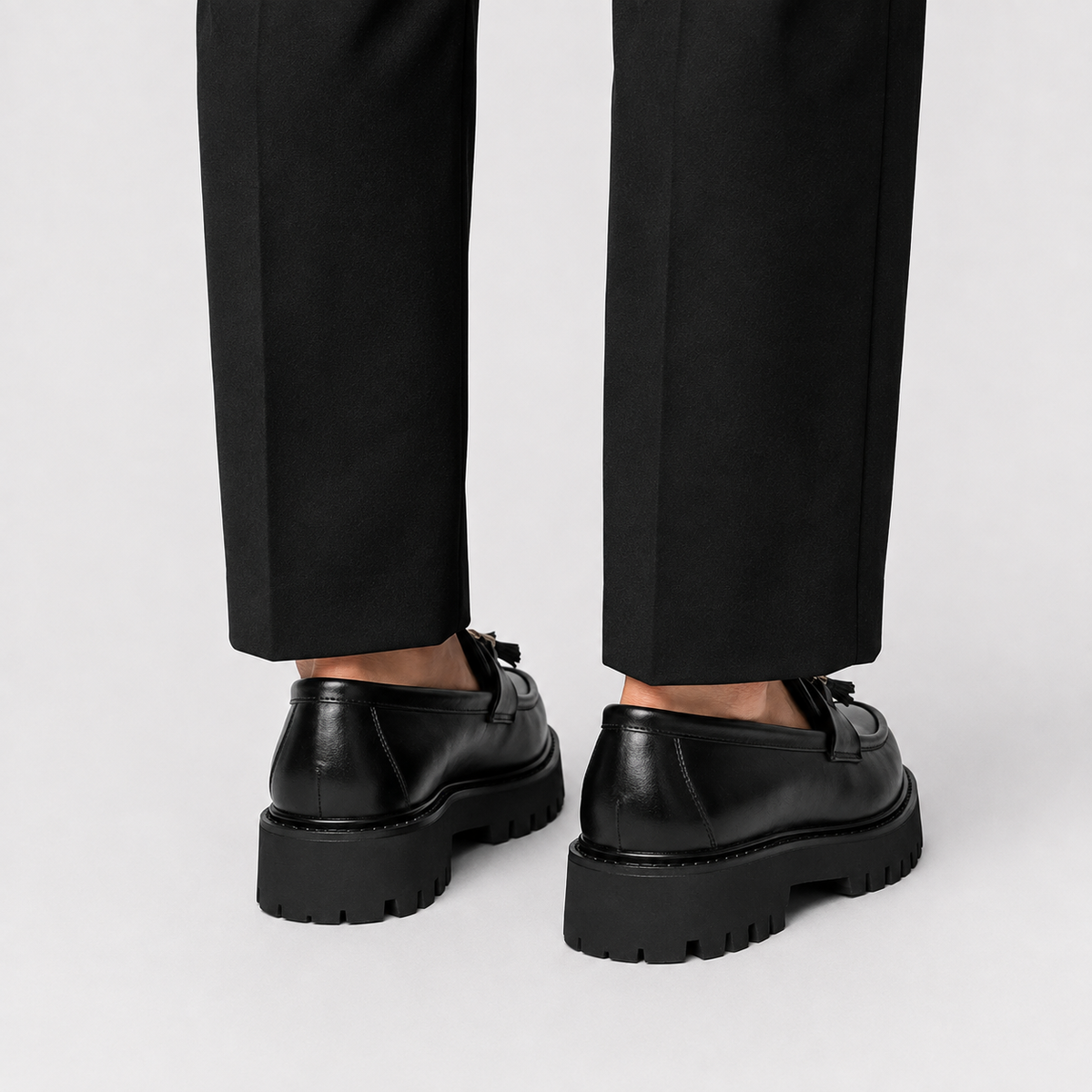 Mocassin Noir À Plateforme