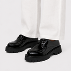 Mocassin Noir À Lacets