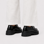 Mocassin Noir À Lacets