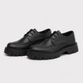 Derbies homme noirs en PU à plateforme crantée