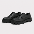 Derbies homme noirs en PU à plateforme crantée