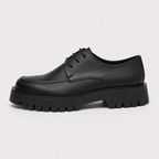 Derbies homme noirs en PU à plateforme crantée