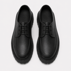 Derbies homme noirs en PU à plateforme crantée