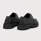 Derbies homme noirs en PU à plateforme crantée