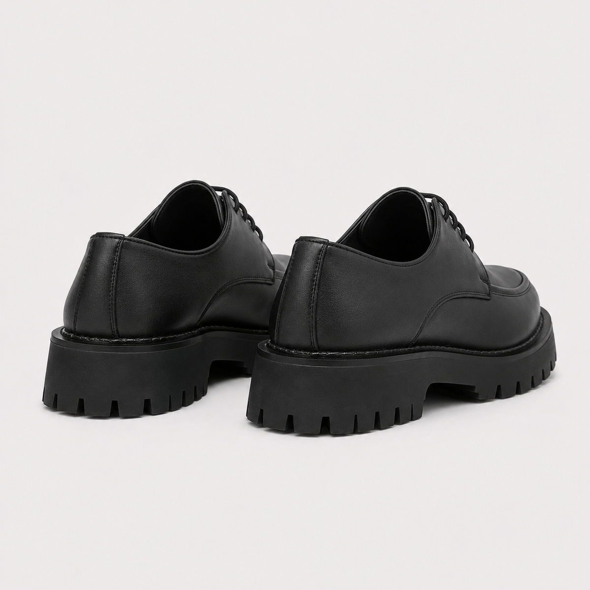 Derbies homme noirs en PU à plateforme crantée