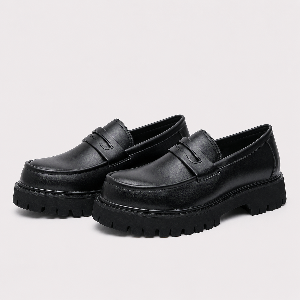 Mocassin PU Noir À Enfiler
